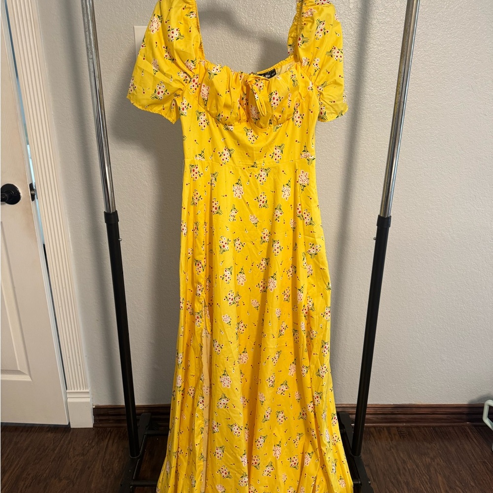 Sunny Yellow Floral Maxi Dress